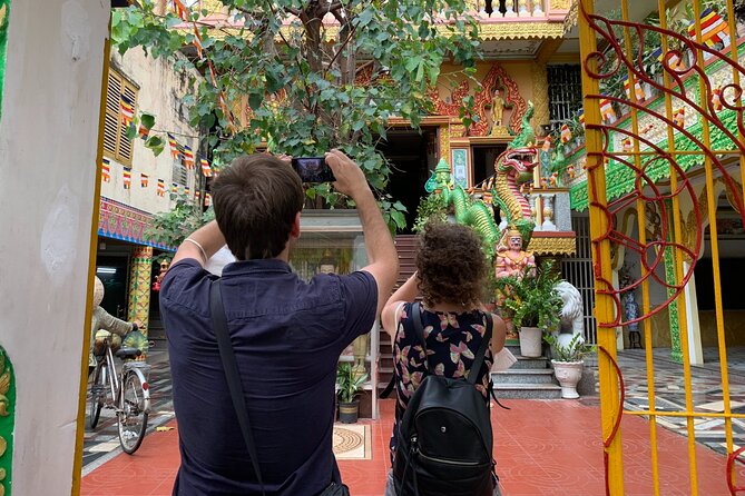 Boat tour on Mekong river see the sunset, small canal, Vegan dinner, street food - Ong Temple and Munirangsyaram Pagoda