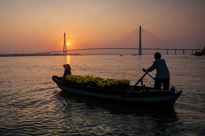 Boat tour on Mekong river see the sunset, small canal, Vegan dinner, street food - Vegan dinner and Vietnamese food choices