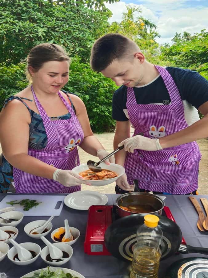 Dinner from cooking class & enjoy local night market - The 2 p.m. hotel pickup and ride to the farm