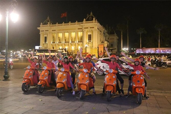 Female Riders Vespa Night Street Food + Train Street food 4 Hours - Truc Bach Lake and Hanoi’s pho variations