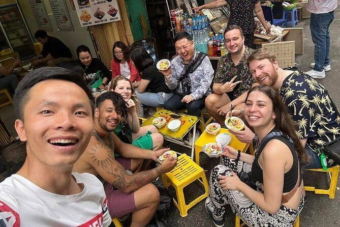Hanoi Street Food Tour with egg coffee making - Grilled pork, rice noodles and bright herbs