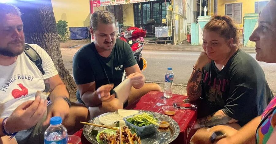 Hoi an food tour with 8 different street food tasting - Bun Cha Ta, spring rolls, and egg coffee