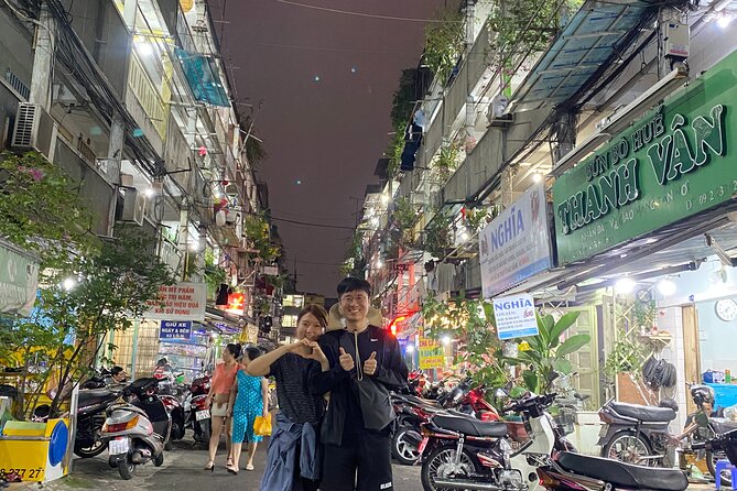 Saigon Private Street Food Tours on Scooter with Local Bubbies - Nguyen Thien Thuat, a local drink and a 1968 address